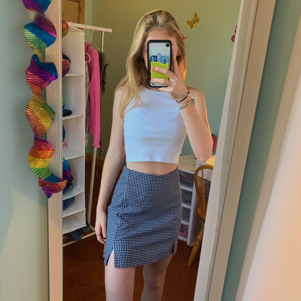 brandy black and white gingham cara skirt